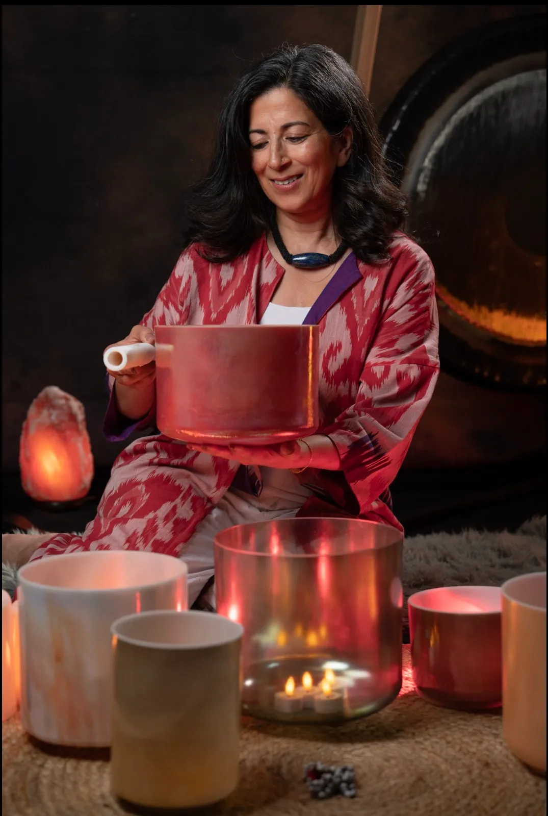 Anita with sound bowls
